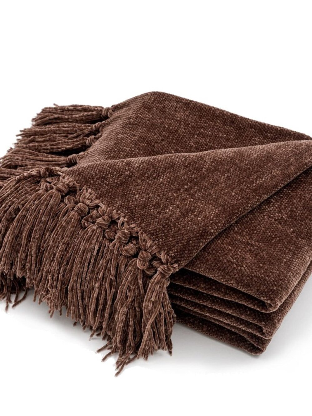 Chenille Throw Blanket for Couch, 50"x60", Brown